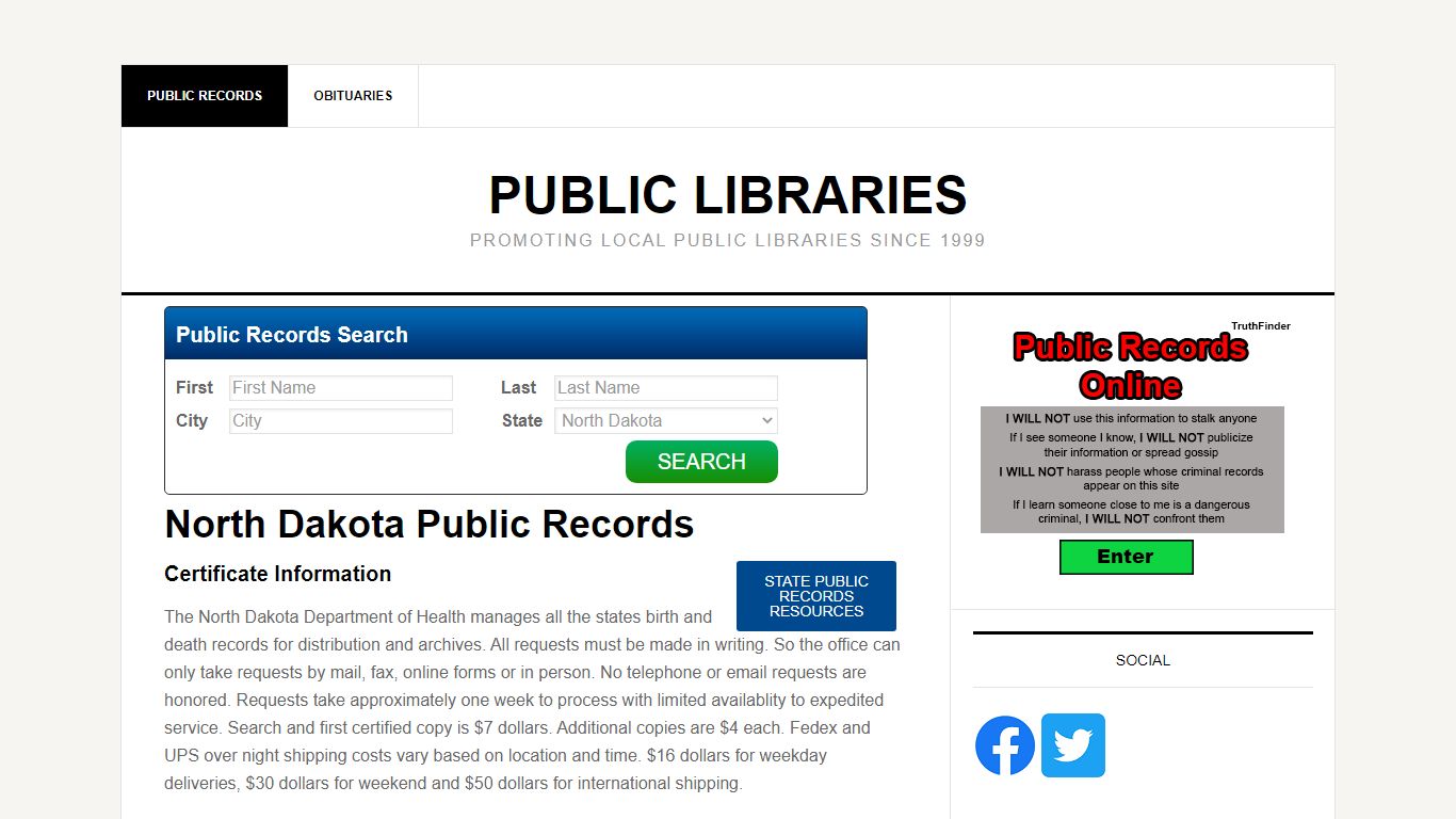 North Dakota Public Records - Public Libraries