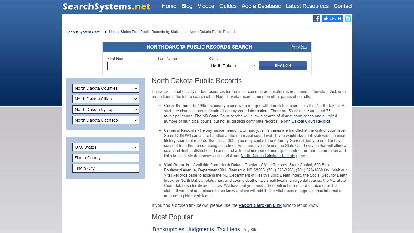 North Dakota Public Records Search